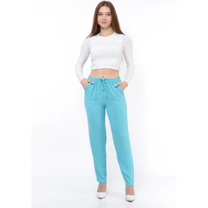 Kadın Beli Lastikli Aerobin Pantolon Turkuaz