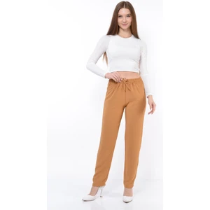 Kadın Beli Lastikli Aerobin Pantolon Taba