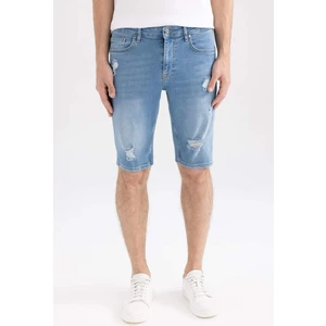 Slim Fit Dar Kalıp Normal Bel Dar Paça Jean Bermuda Şort A6432AX23SM