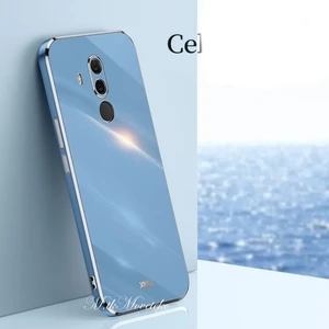 M.TK Moveteck Huawei Mate 20 Lite Kılıf Kamera Korumalı Parlak Gold Altın Kenarlı Yumuşak Silikon Kapak Renkli