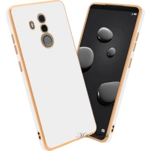 M.TK Moveteck Huawei Mate 20 Lite Kılıf Kamera Korumalı Parlak Gold Altın Kenarlı Yumuşak Silikon Kapak Renkli