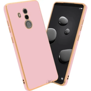 M.TK Moveteck Huawei Mate 20 Lite Kılıf Kamera Korumalı Parlak Gold Altın Kenarlı Yumuşak Silikon Kapak Renkli