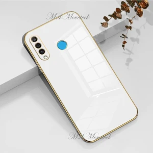 M.TK Moveteck Huawei Mate P30 Lite Kılıf Kamera Korumalı Parlak Gold Altın Kenarlı Yumuşak Silikon Kapak Renkli