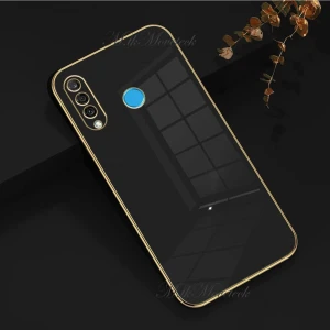 M.TK Moveteck Huawei Mate P30 Lite Kılıf Kamera Korumalı Parlak Gold Altın Kenarlı Yumuşak Silikon Kapak Renkli