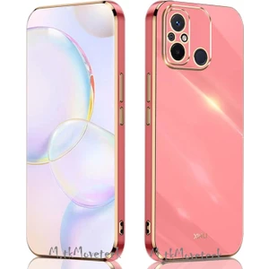 M.TK Moveteck Xiaomi Redmi 12C Uyumlu Kılıf Kamera Korumalı Parlak Gold Altın Kenarlı Yumuşak Renkli Silikon Kapak