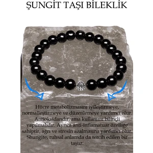 Tesbih Atölyesi Sertifikalı  Shungite - Şungit Taşı Bileklik - Gümüş Aparatlı