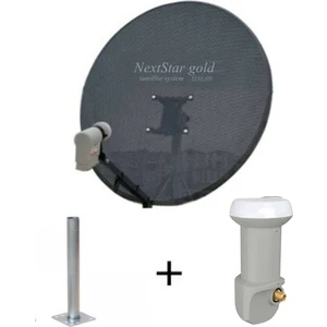 Nextstar gold 80 cm Delikli 0,6 Mm. Gri Renk Ofset Çanak Anten + Lnb + Montaj Borusu