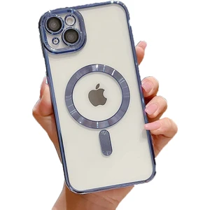 Apple iPhone 13 Kılıf Magsafe Kamera Lensli Korumalı Şeffaf Silikon Kapak