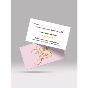 Hafsa Ticaret Teşekkür Kartı Ön ve Arka Baskılı Thank You Pembe