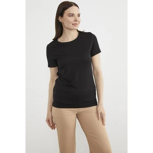 Sıfır Yaka Kısa Kol Basic Tişört - Siyah