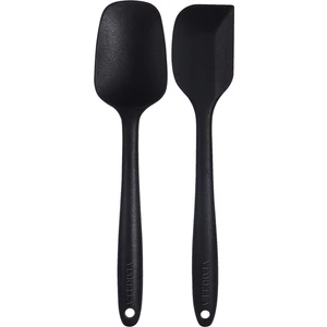 Silikon Kaşık Spatula Seti 2lı Büyük Boy Yanmaz Yapışmaz Çizmez Siyah