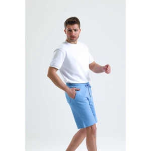 Mavi Normal Kesim Cepli Örme Iki Iplik Sweat Şort
