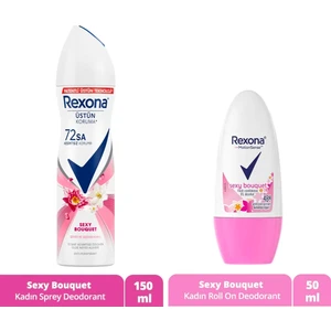 Kadın Sprey Deodorant Sexy Bouquet 72 Saat Kesintisiz Üstün Koruma 150 ml + Kadın Roll On Dedororant 50 ml