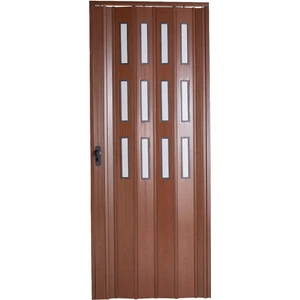 Akordiyon Kapı 86x203 cm Camlı Ceviz 12Mm Katlanır Akordeon PVC