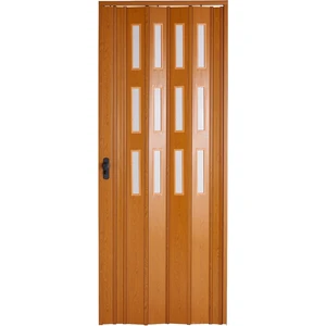 Akordiyon Kapı 86x223 cm Camlı Meşe 12Mm Katlanır Akordeon PVC
