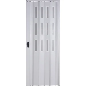 Akordiyon Kapı 86x233 cm Camlı Beyaz 12Mm Katlanır Akordeon PVC