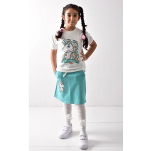 Banada Moda Kız Çocuk Baskılı T-Shirt-Etek Takımı