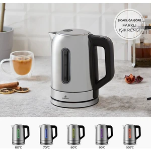 Sıcaklık Ayarlı ve LED Işıklı Inox Su Isıtıcısı Kettle 2200W