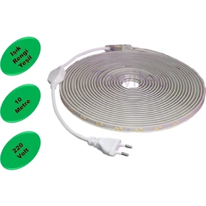 Hortum Şerit LED 220 Volt Su Geçirmez Fiş Dahil Metrede 68 LED 5730 Yeşil 10 Metre