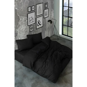 Snr Home Collection Akfil Pamuklu Siyah Çift Kişilik Nevresim Takımı (Lastikli Çarşaflı)