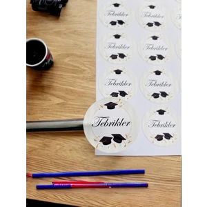 Tuğset Etiket Tebrikler Yazılı Sticker Etiket  - Karne Mezuniyet  Hatırası Hediyesi Etiketi 35 Adet
