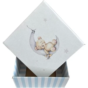 Koli Kolay Mavi Ayıcık Baskılı Hediye Kutusu 17x17x9cm