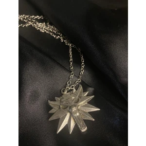 Witcher 3 Witcher The Wild Hunt Madalyon Kolye Metal Alaşım Zamak Döküm Saf Gümüş Kaplama 60 65CM