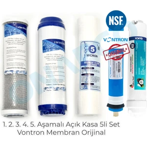 Açık Kasa Su Sistemleri Için Tam Filtre Seti Pp Sediment Udf Gac Vontron Membran ve Post Karbon