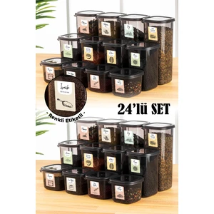 24lü Renkli Etiketli Peggy Kare Erzak Saklama Kabı 8x(0,55 lt, 1,2 lt, 1,75 lt) Antrasit