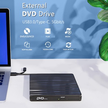 Upway DVD Rw USB 3.0 Type-C Slim Harici CD DVD Yazıcı Fiyatı