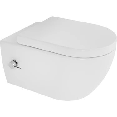 Aqua Bagno Cloud Asma Klozet 54 cm , Entegre Bataryalı Soğuk Su Girişli, Beyaz ,kapak Dahil-2