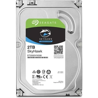 Seagate 2 Tb Seagate 3.5 Skyhawk Sata3 SV35 5900RPM 256MB 7/24 Guvenlık Diski (Resmı Dıst