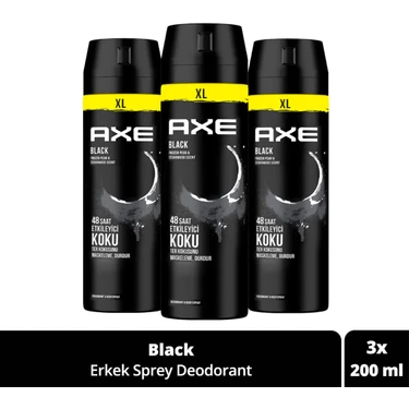 Axe Erkek Sprey Deodorant Black Xl 48 Saat Etkileyici Koku 200 ml