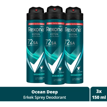 Rexona Men Erkek Sprey Deodorant Invisible Ocean Deep 72 Saat Kesintisiz Üstün Koruma 150 ml