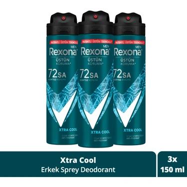 Rexona Men Erkek Sprey Deodorant Xtra Cool 72 Saat Kesintisiz Üstün Koruma 150 ml