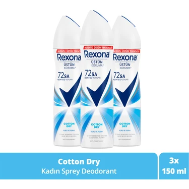 Rexona Kadın Sprey Deodorant Cotton Dry 72 Saat Kesintisiz Üstün Koruma 150 ml