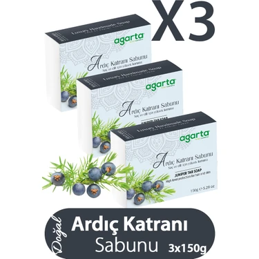 Agarta El Yapımı Doğal Ardıç Katranı Sabunu 150 gr x 3