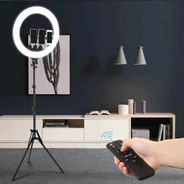 Smayling 22 Inç Ring Light Mega Boy Döküm Ayaklı Kuaför Makyaj Işığı Youtube Canlı Yayın LED Halka