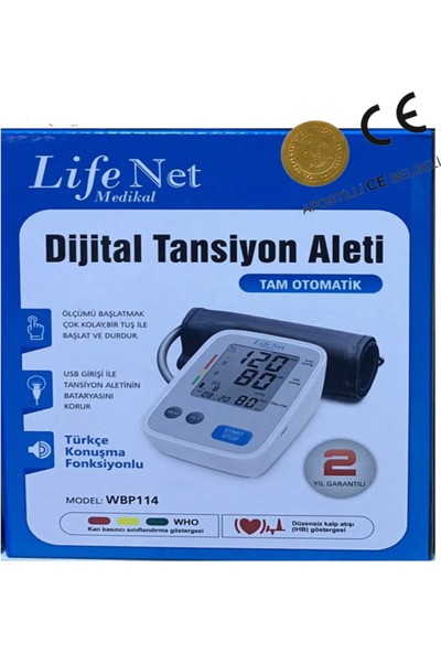 Life Net Medikal Türkçe Konuşan Pilli ve USB ile Çalışan Üst Koldan Ölçer Dijital Tansiyon Aleti WBP114 BALMONT-WBP-114-1