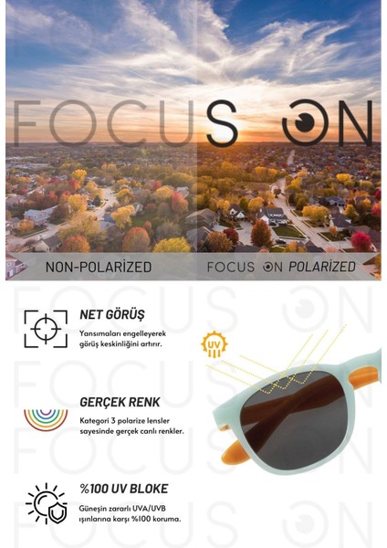 Polarize Açık Mavi Sarı Çocuk Güneş Gözlüğü