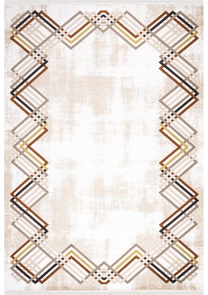 Ipek Mekik Halı Lapena Kahve Ekru Çizgili Desen Halı