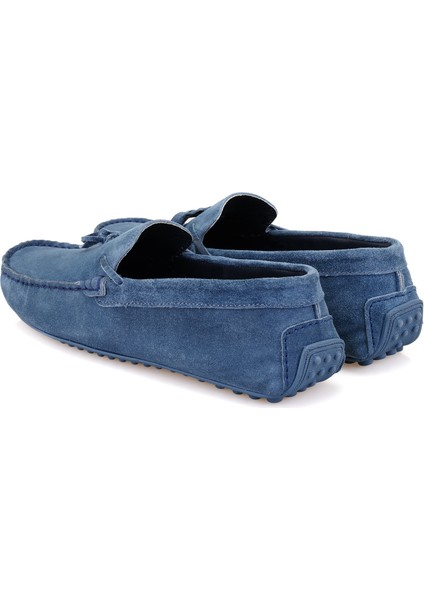 Ancil Mavi Erkek Süet Deri Loafer