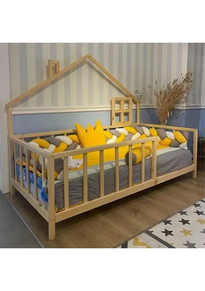 Loolpi Home Loolpi Home Montessori Bebek ve Çocuk Karyolası Unisex Doğal Ahşap Yatak