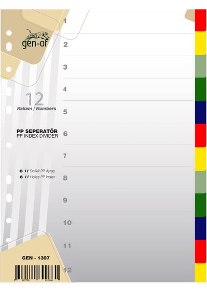 Ayraç Seperatör 12 Renk 3 Adet (GEN-1307)