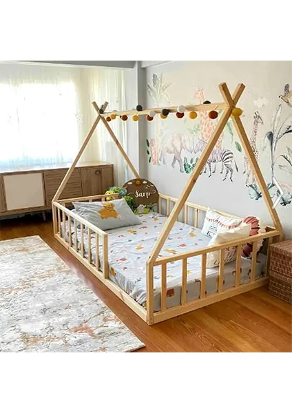 Loolpi Home Loolpi Home Montessori Bebek ve Çocuk Karyolası Unisex Doğal Ahşap Yatak