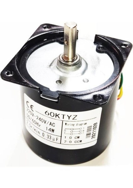 60KTYZ 14W 2,5Rpm Senkron Motor- Döner, Kuluçka, Kızartma, Buz Makineleri İçin