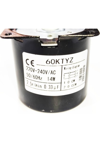60KTYZ 14W 2,5Rpm Senkron Motor- Döner, Kuluçka, Kızartma, Buz Makineleri İçin fiyatları