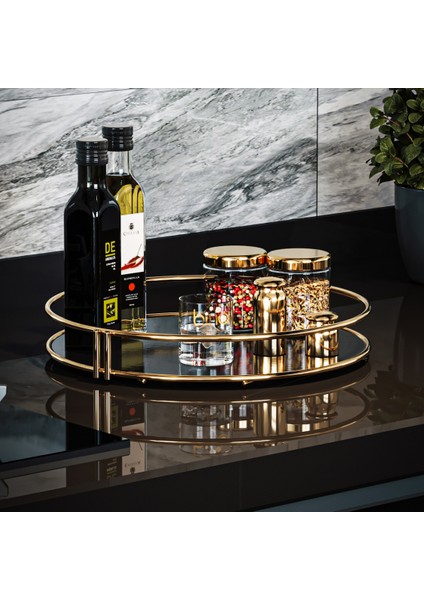 Servis Sunum Tepsisi Ikramlık Gold Büyük Lüks Organizer Tepsi