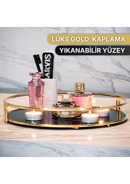 Servis Sunum Ikramlık Gold Büyük Lüks Organizer Pasta Standı