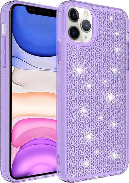 Apple iPhone 11 Pro Max Kılıf Köşe Korumalı Darbe Emici Airbagli Parlak Tasarımlı Snow Kapak Mor